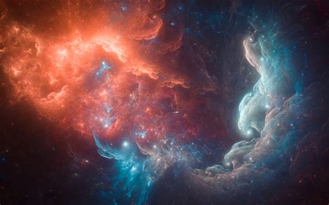 Wallpaper Nebula Glow Stars Space Red Blue Hd Widescreen High
