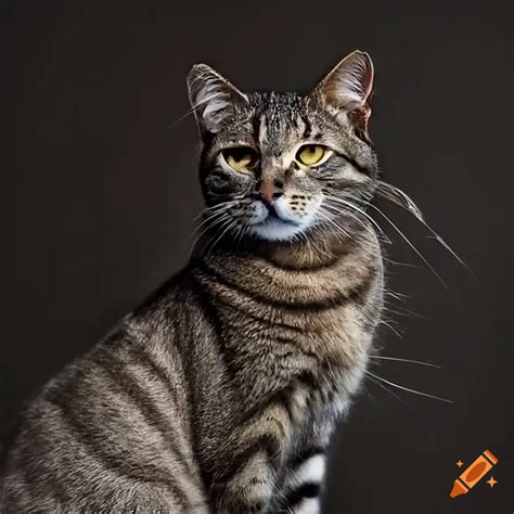 Dark Gray Tabby Cat With Amber Eyes And Scars