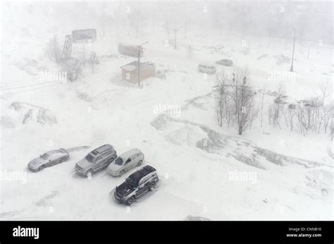 Winter Blizzard Snowfall In Russia Sakhalin Yuzhno Sakhalinsk Low