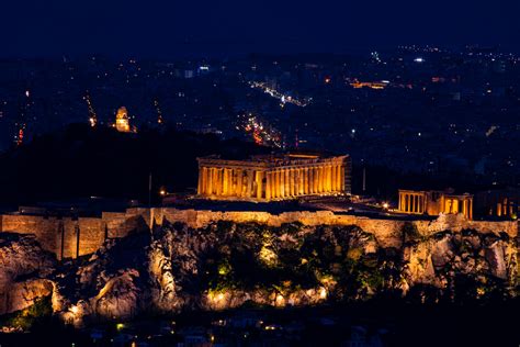 Acropolis At Night Foto And Bild Fotos City World Bilder Auf