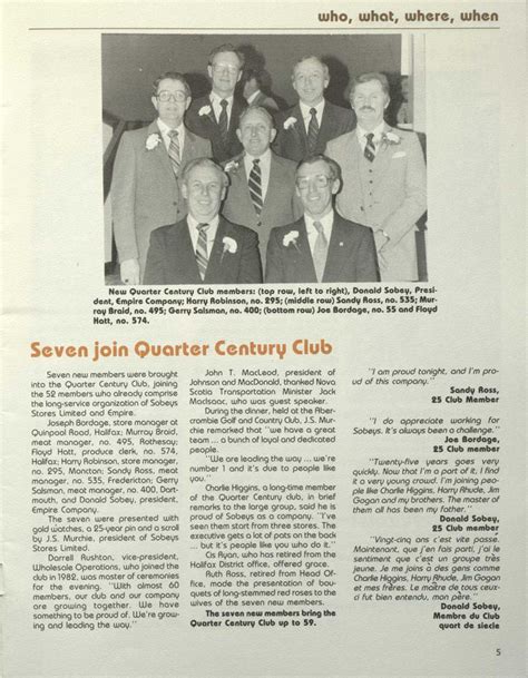 History Sobeys Quarter Century Club