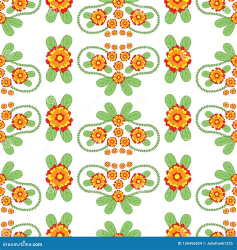 Colorful Floral Folk Vector Seamless Pattern Stock Vector