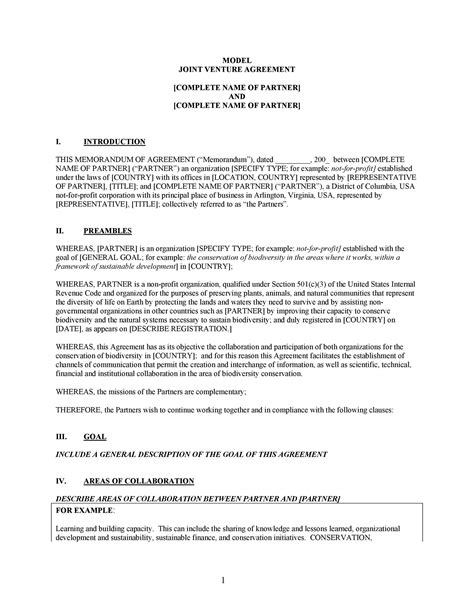 53 Simple Joint Venture Agreement Templates Pdf Doc Templatelab