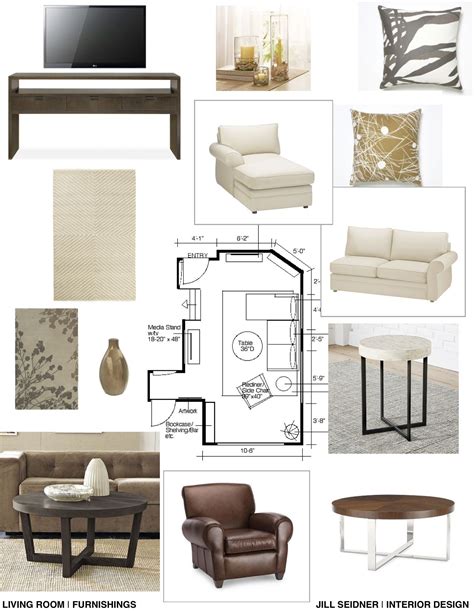 Furnishings Concept Board For Living Room Interior Design Layout