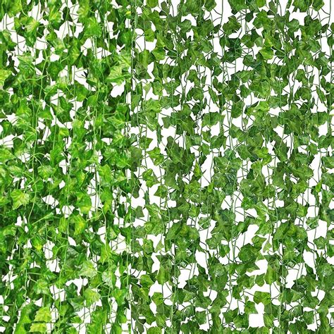 buy 12 strands 84ft artificial ivy garland fake leaf s hanging vine uv resistant green leaves