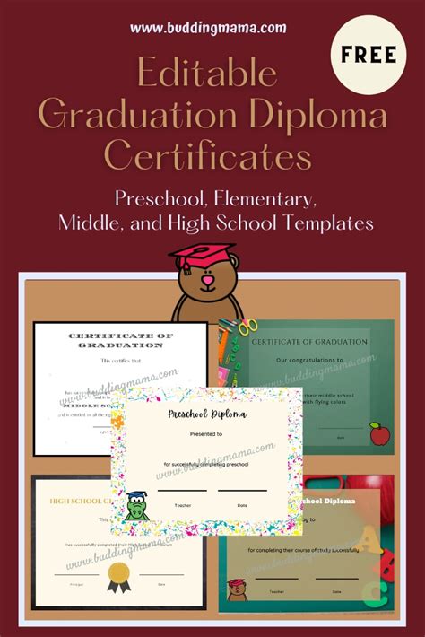 Homeschool Graduation Diploma Certificates Free Templates Budding Mama