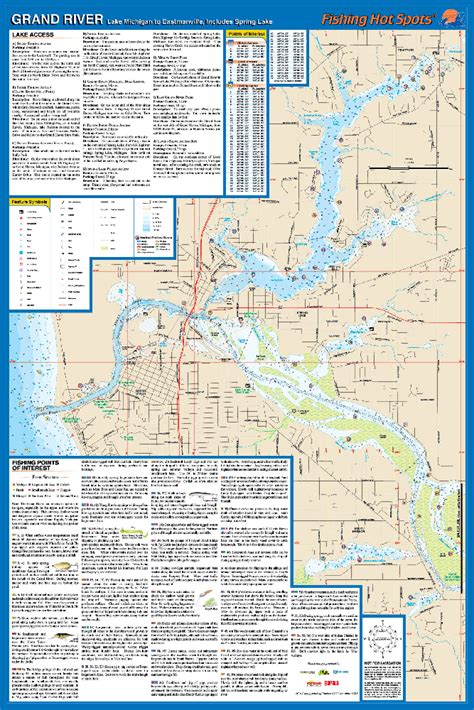 Grand River Lk Michigan To Eastmanville And Spring Lk Fishing Map