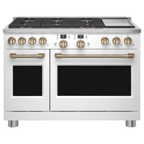 Cafe 48 In 825 Cu Ft Smart Double Oven Dual Fuel Range With Self