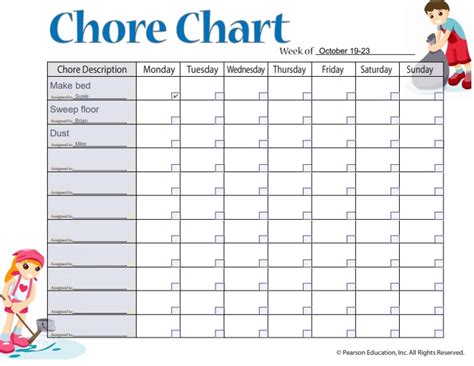 Weekly Chore Chart Template