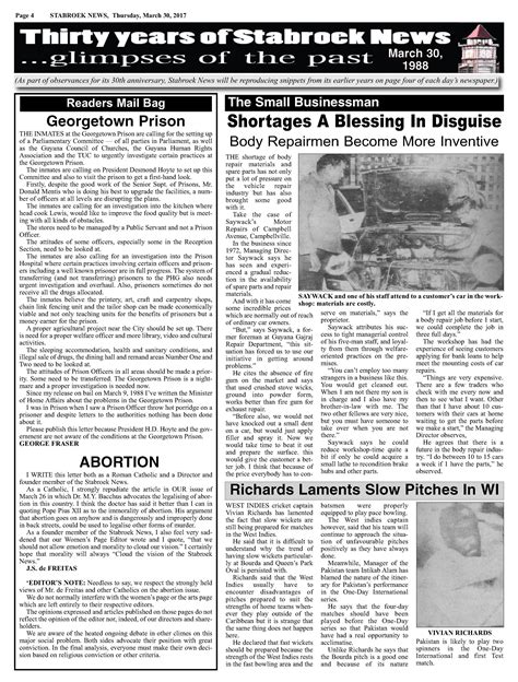First Published March Stabroek News