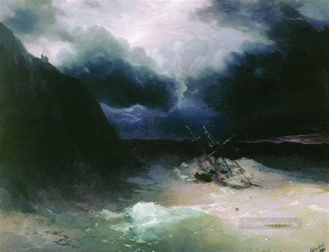 Ivan Aivazovsky Sailing In A Storm Seascape Painting In Oil For Sale