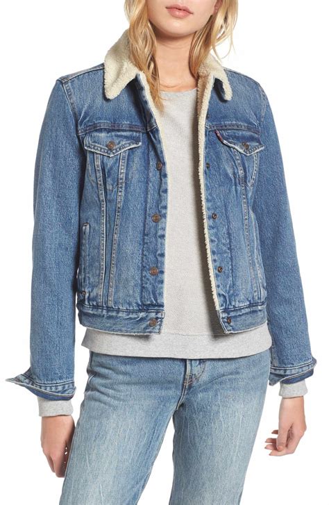 levi s® faux shearling lined denim trucker jacket nordstrom lined denim jacket long sleeve