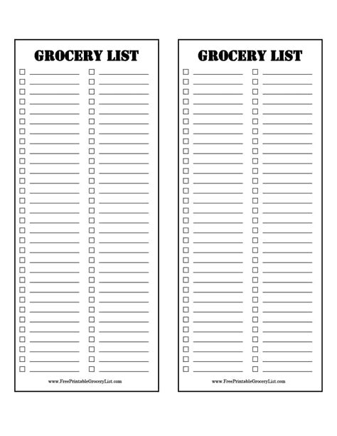 Free Printable Grocery List Templates