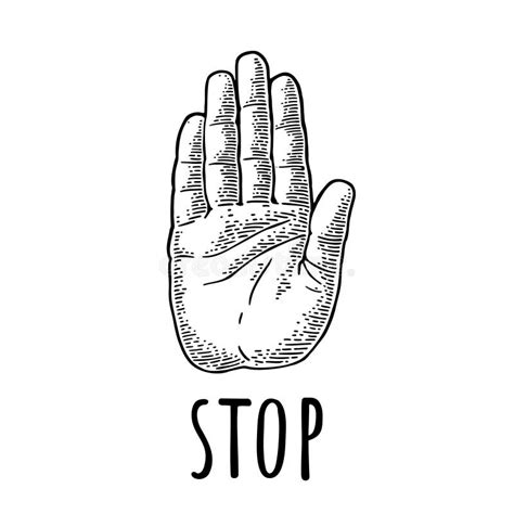 Hand Showing Stop Gesture Front View Stock Illustration Illustration