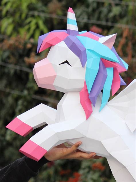 3d Paper Unicorn Unicorn Papercraft Model Diy Template 3d Paper