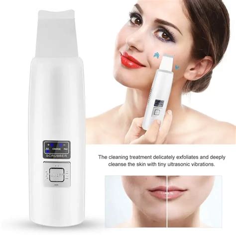 Lcd Ultrasonic Skin Scrubber Face Cleanser Blackhead Removal Facial Spa Vibration Massager