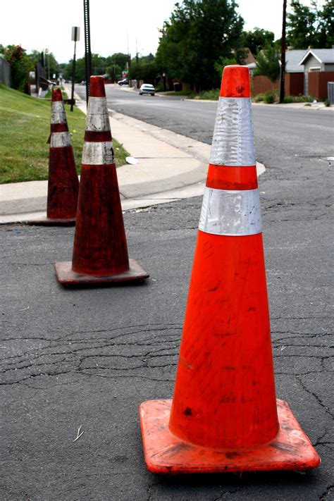 Orange Traffic Cones Blocking Intersection Picture Free Photograph
