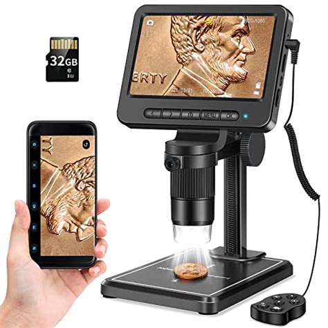 5 Coin Microscope 1200x With 32gb Sd Cardleipan 1080p Wireless Lcd