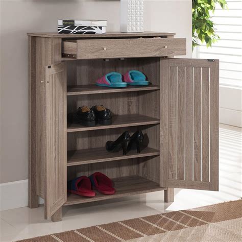 Furniture Of America Jessa Slatted Wood 1 Drawer Shoe Cabinet In Light
