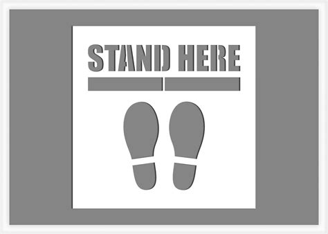 Stand Here Stencil | Social Distancing Sign Stencils | Stencils Online