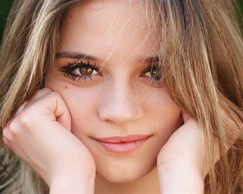 Portrait Of Girl With Face In Hands Stock Image Image Of Pretty