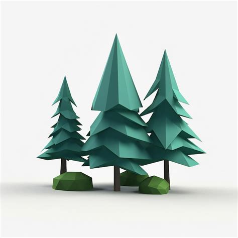 Premium Ai Image A 3d Low Poly Design Of Pine Trees