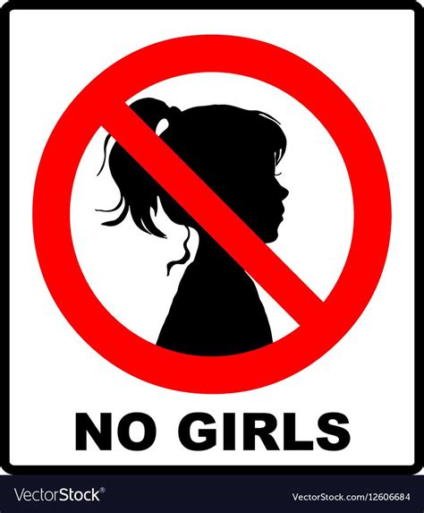 No Girls Allowed With Female Symbol Vector Illustration Girls Half Face Silhouette In Red