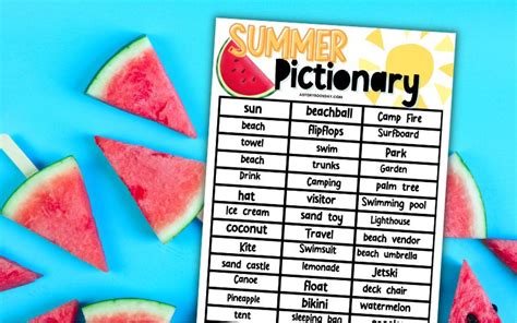 Free Printable Summer Pictionary Game