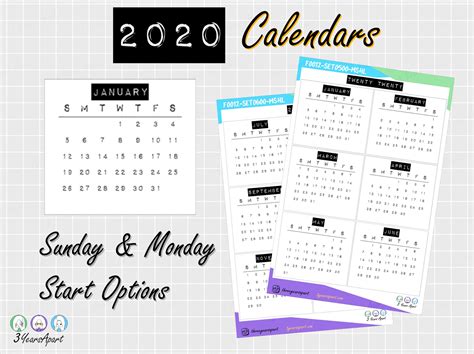 Year At A Glance 2020 Free Printable