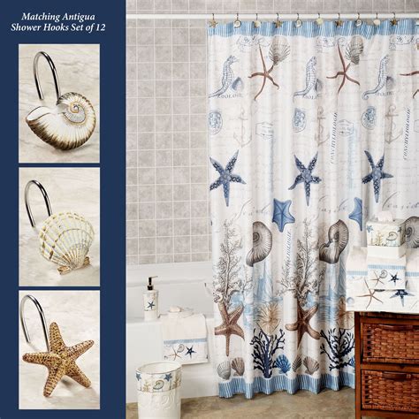 Etsy shower curtain perfect if we go with the travel theme in the guest room and bath pretty shower curtains curtains french script. Antigua Starfish Coastal Shower Curtain