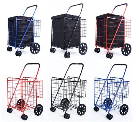 Dlux Black Heavy Duty Double Basket Folding Shopping Cart