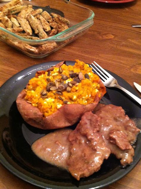 Cover and bake at 350°f until potatoes are tender, about 1 hour. Twice baked sweet potato and crock pot cube steak | Twice baked sweet potatoes, Crockpot cube ...