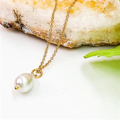 Beautiful Freshwater Pearl Drop Pendant Necklace Womens Etsy