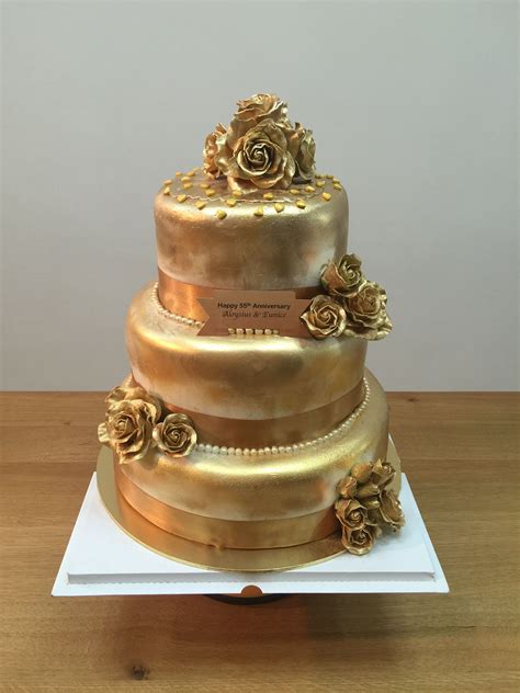 50th wedding anniversary Golden Cake | Golden wedding cake, 50th