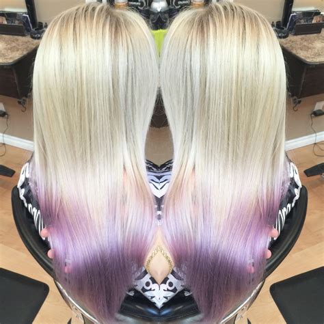 You have to be careful. Platinum blonde long hair with lavender ombre ends ...