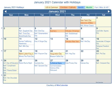 Download Calendar January 2021 January 2021 Calendar Free Printable