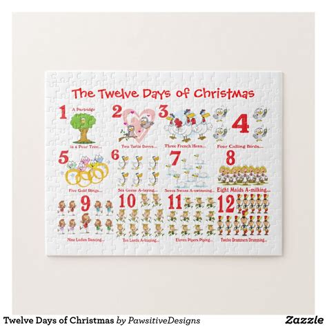Twelve Days Of Christmas Jigsaw Puzzle Zazzle Christmas Jigsaws