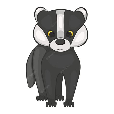 Premium Vector Cute Cartoon Badger Cub Forest Animal Isolated On A