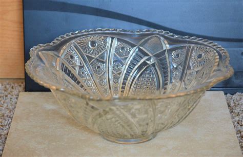 Indiana Glass Punch Bowl Paneled Daisy And Finecut 1910 Etsy Indiana Glass Bowl Punch Bowl