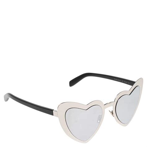 Saint Laurent Silver Tone Grey Loulou Heart Sunglasses Saint Laurent