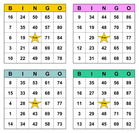 Free Printable Number Bingo Cards