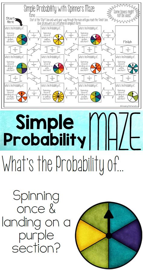 Theoretical Probability of Simple Events Maze - With Spinners | Middle