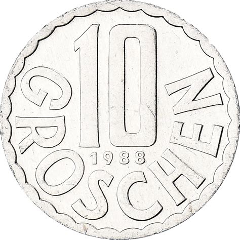 Coin Austria 10 Groschen 1988 European Coins