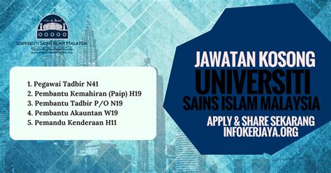 Pertanyaan & pembayaran bil anda. Jawatan Kosong Universiti Sains Islam Malaysia • Jawatan ...