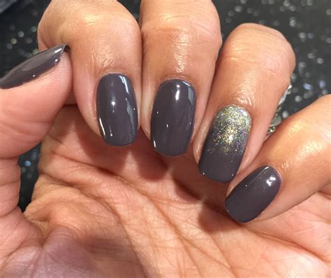 Bluesky Wf Dark Taupe With Holo Gold Glitter Fade Faded Nails