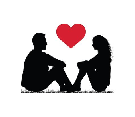 Premium Vector A Couple In Love And Face To Face Sitting On The Grass