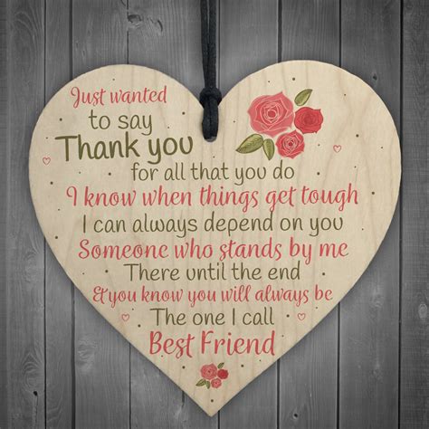 Thank you for all that you've taught me. Friendship Thank You Gift Best Friend Plaque Wood Heart Sign