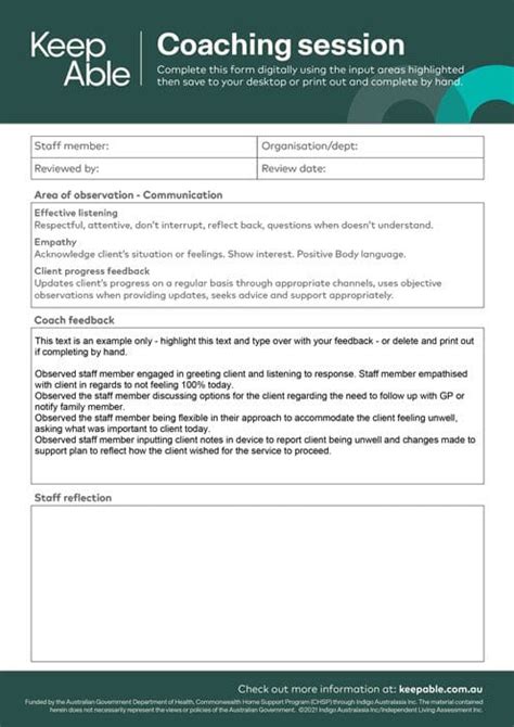 Sample Coaching Session Template Pdf
