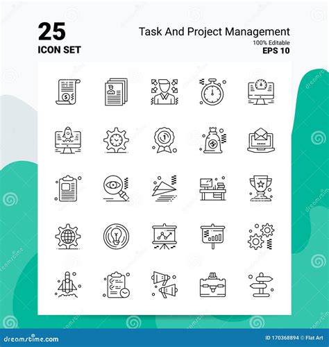 25 Task And Project Management Icon Set 100 Editable Eps 10 Files