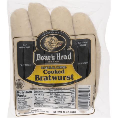 Boars Head Bratwurst Cooked Natural Casing
